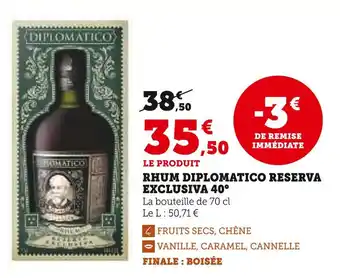 U Express DIPLOMATICO Rhum Reserva Exclusiva 40° offre
