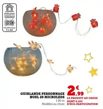 Super U Guirlande Personnage Noel 20 Microleds offre