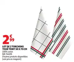 Auchan Lot de 2 torchons tissé teint offre