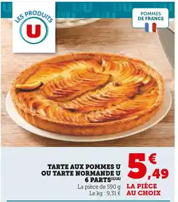 Super U U Tarte aux pommes ou Tarte normande 6 parts offre