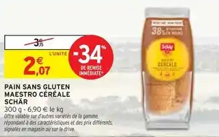 Intermarché Express SCHÄR Pain sans gluten Maestro Céréale offre