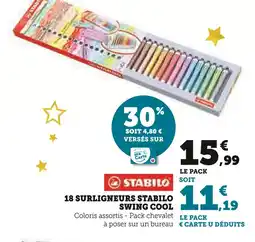 Super U STABILO 18 surligneurs stabilo swing cool offre