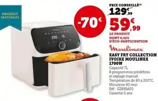 Super U MOULINEX Easy Fry Collection Ivoire 1700W offre