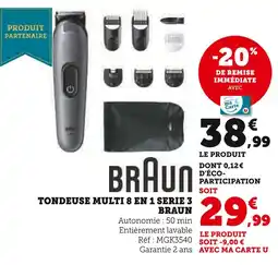 Super U BRAUN Tondeuse Multi 8 en 1 Série 3 offre