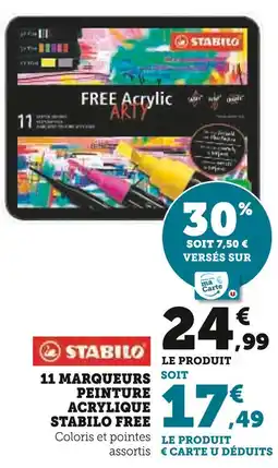 Super U STABILO FREE 11 marqueurs peinture acrylique offre