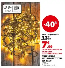 Super U Guirlande multifonctions 180 LEDs offre