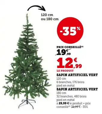 Super U Sapin artificiel vert offre