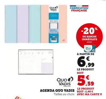 Super U Quo Vadis Agenda offre
