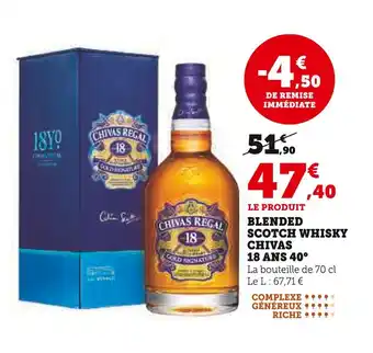Super U CHIVAS Blended Scotch Whisky 8 Ans 40° offre