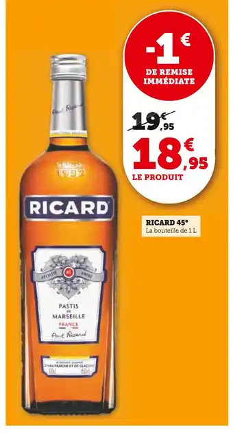 Super U RICARD 45° Pastis de Marseille offre