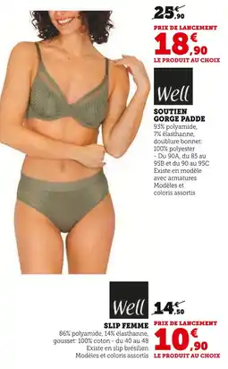 Super U WELL Soutien Gorge Padde offre