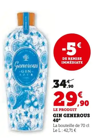 Super U Gin Generous 40° offre