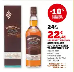 Super U TAMNAVULIN Single Malt Scotch Whisky 40° offre
