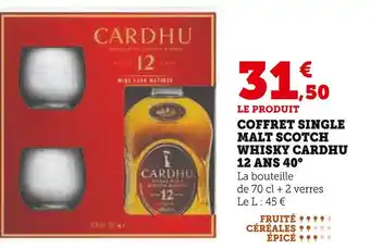 Super U CARDHU Coffret Single Malt Scotch Whisky 12 Ans 40° offre