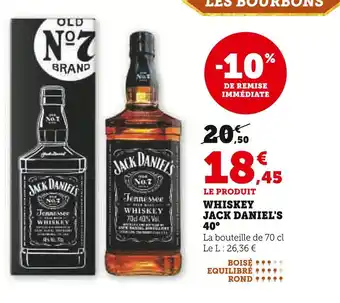 Super U JACK DANIEL'S Whiskey 40° offre