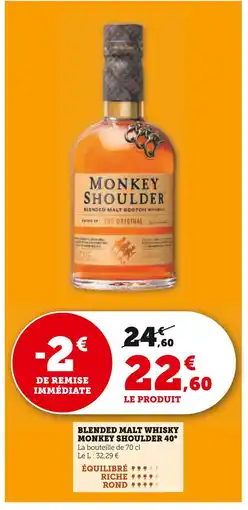 Super U MONKEY SHOULDER Blended Malt Whisky 40° offre