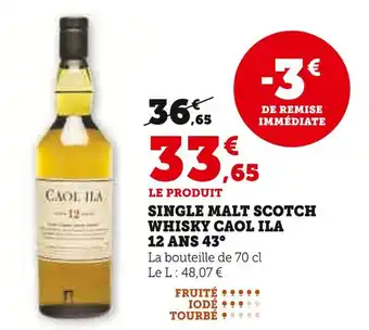 Super U Caol Ila Single Malt Scotch Whisky 12 Ans 43° offre