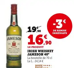 Super U JAMESON Irish Whiskey 40° offre