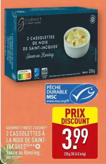 ALDI GOURMET FINEST CUISINE 2 cassolettes à la noix de saint-jacques offre