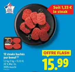 Lidl 12 steaks hachés pur boeuf offre