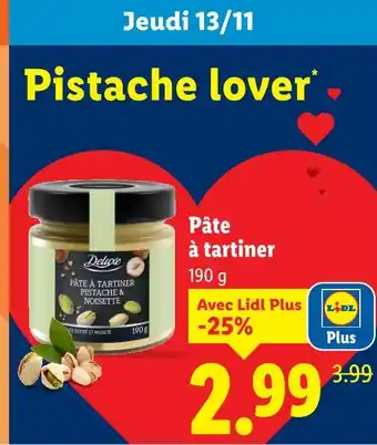 Lidl DELUXE Pâte à tartiner offre
