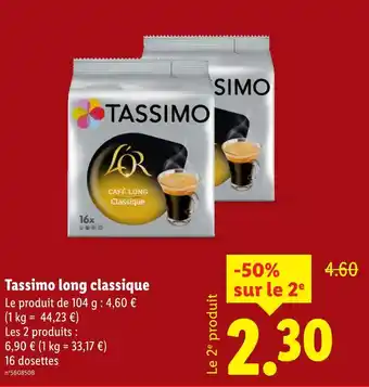 Lidl Tassimo long classique offre