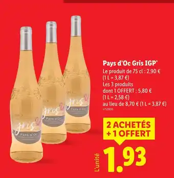 Lidl Pays d'Oc Gris IGP offre
