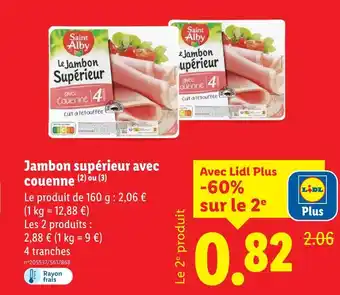 Lidl Saint Alby Jambon supérieur avec couenne offre