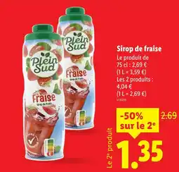 Lidl PLEIN SUD Sirop de fraise offre