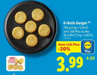 Lidl 6 rösti burger offre