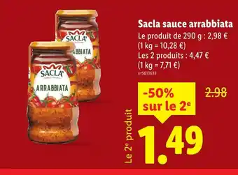 Lidl SACLA Sauce arrabbiata offre