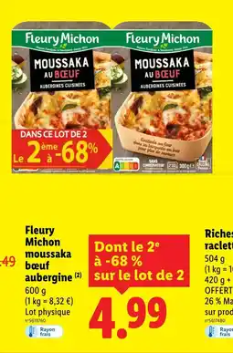Lidl FLEURY MICHON Moussaka au bœuf aubergine offre