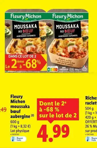 Lidl FLEURY MICHON Moussaka au bœuf aubergine offre