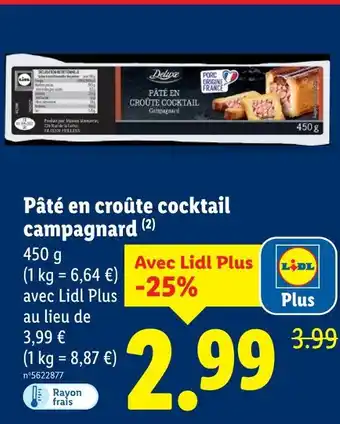Lidl DELUXE Pâté en croûte cocktail campagnard offre