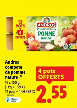 Lidl ANDROS compote de pomme nature offre