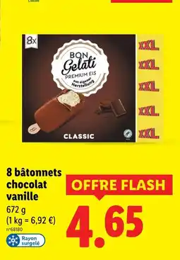 Lidl BON GELATI 8 bâtonnets chocolat vanille offre