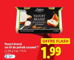 Lidl DELUXE Yaourt brassé sur lit de poire & caramel offre
