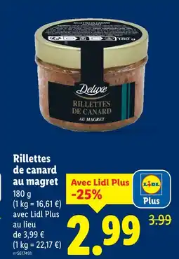 Lidl Deluxe Rillettes de canard au magret offre