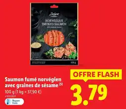 Lidl DELUXE Saumon fumé norvégien avec graines de sésame offre