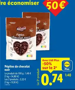 Lidl NAVARRE Pépites de chocolat noir offre