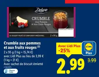 Lidl Deluxe Crumble aux pommes et aux fruits rouges offre
