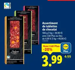 Lidl DELUXE Assortiment de tablettes de chocolat offre