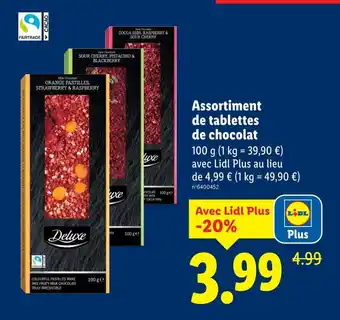 Lidl DELUXE Assortiment de tablettes de chocolat offre