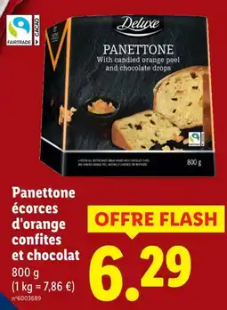 Lidl Deluxe Panettone écorces d'orange confites et chocolat offre