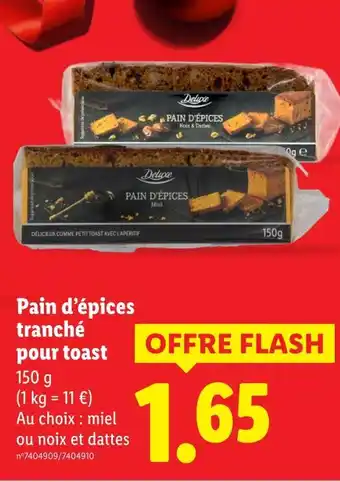 Lidl DELUXE Pain d'épices tranché pour toast offre