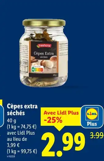 Lidl FRESHONA Cèpes Extra séchés offre