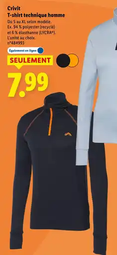 Lidl CRIVIT T-shirt technique homme offre