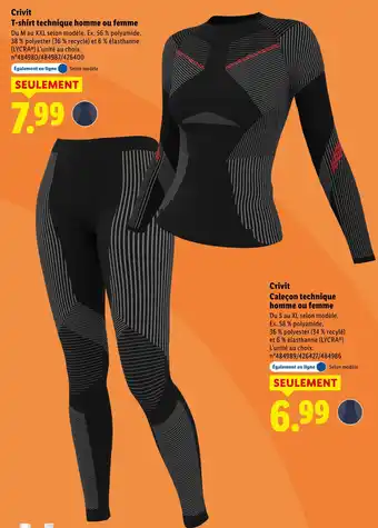 Lidl CRIVIT T-shirt technique homme ou femme offre