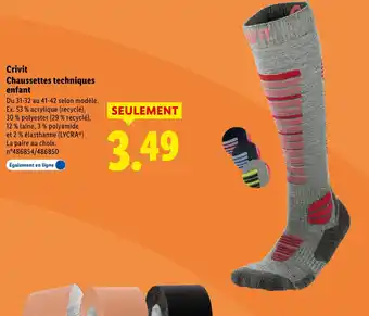 Lidl CRIVIT Chaussettes techniques enfant offre