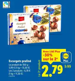 Lidl FAVORINA Escargots praliné offre
